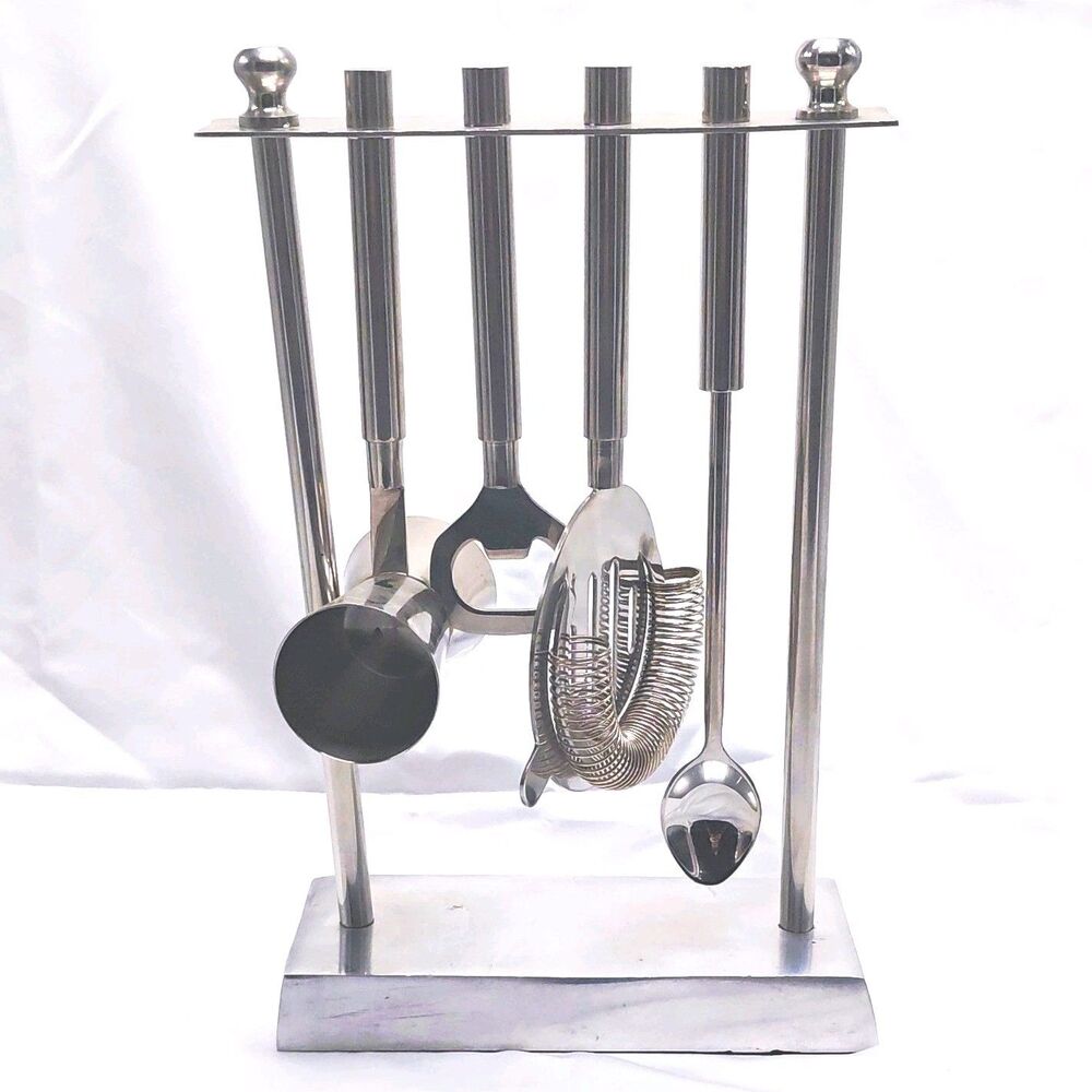 Stainless Steel Bartender Kit w/ Stand, Jigger 1oz/1.5oz/3/4oz, 5pc